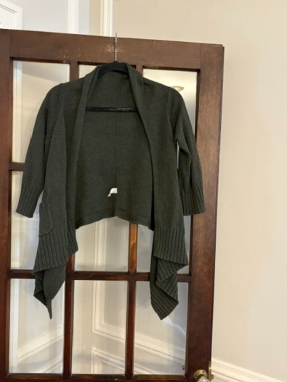 GAP Open Cardigan with Asymetrical Hem in Green, Size XS